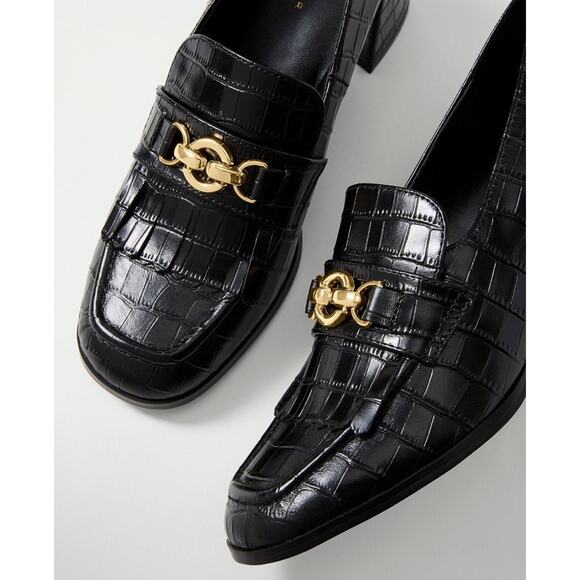 Ann Taylor Croco Kiltie Loafer Pump - 8 - Black - Picture 2 of 2